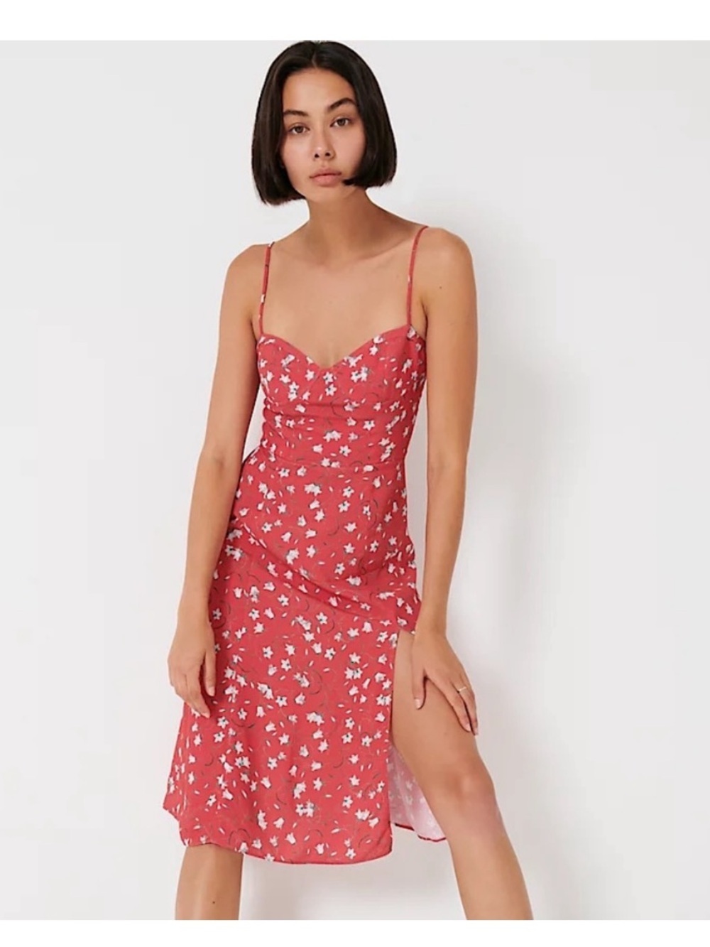 EUC‎ Aritzia Sunday Best Viola Midi Slip Dress in Cerise
